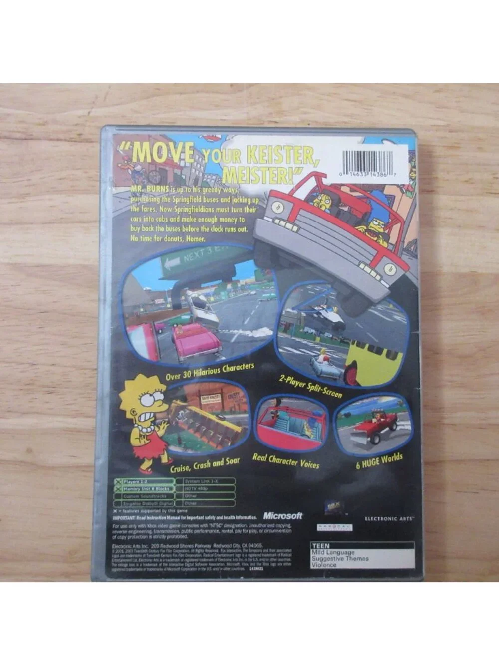 The Simpsons Road Rage Microsoft Xbox Platinum Hits, Manual, Disk & Case
